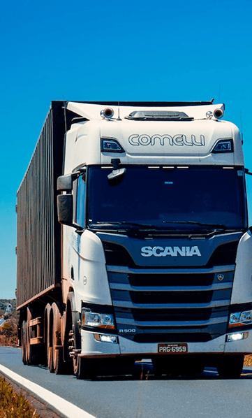 A container truck on the highway.
